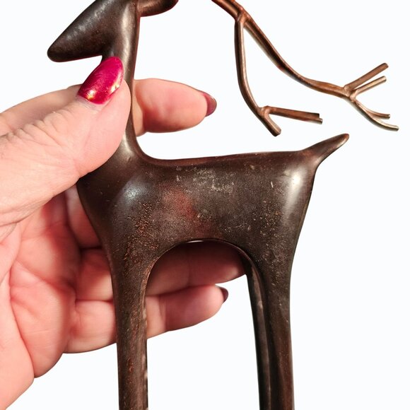 Metal Abstract Deer/Reindeer Brown Bronze Color Figure Statue 8 1/2" x 5 1/2" - Picture 4 of 11